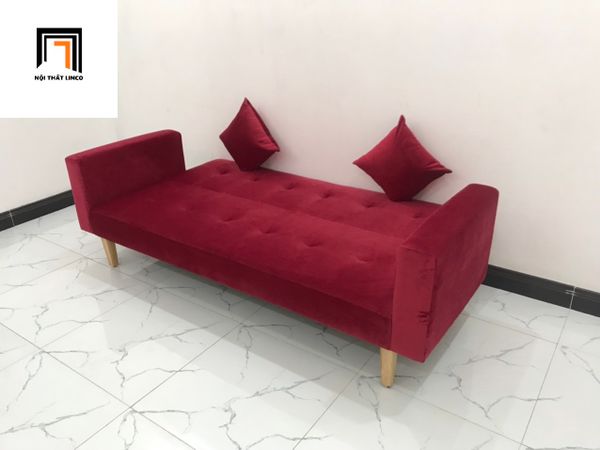 ghế sofa băng giường màu đỏ đô, sofa bed đa năng giá rẻ, bộ bàn ghế sofa giường 2m cho nhà nhỏ