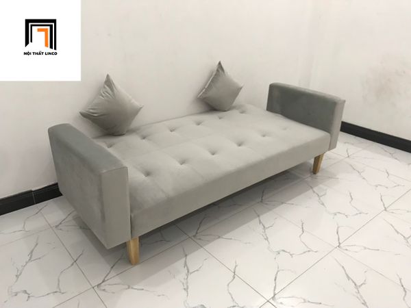 bộ ghế sofa giường dài 2m màu xám tro, ghế sofa bed đa năng vải nhung giá rẻ