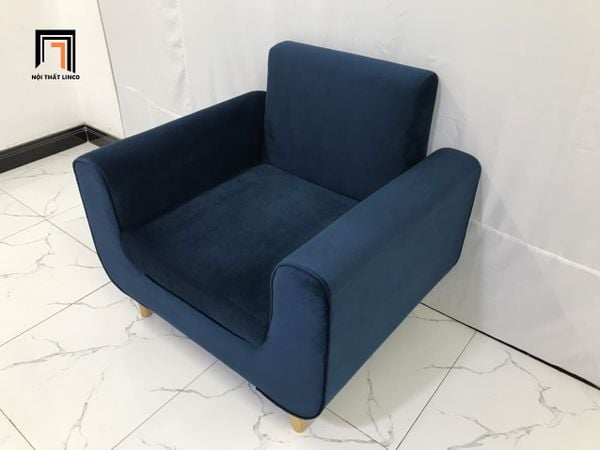 ghế sofa đơn, sofa đơn màu xanh đậm vải nhung, sofa đơn giá rẻ, sofa đơn ngồi đọc sách