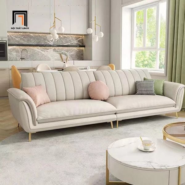 sofa, ghế sofa, sofa băng, sofa văng, ghế sofa da trắng kem, sofa băng 2m4, ghế sofa cao cấp