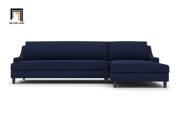 bộ ghế sofa góc chữ l, ghế sofa góc 2m4 x 1m6, sofa góc tân cổ điển màu xanh đậm