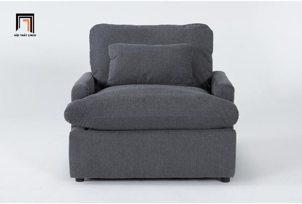 sofa đơn, ghế sofa 1 nệm ngồi, sofa đơn vải nỉ, sofa đơn màu xám lông chuột, ghế sofa đơn thư giãn ngồi đọc sách