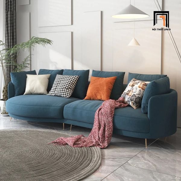 ghế sofa băng cong, sofa văng cong dài 2m6, sofa cong cho shop tiệm sang trọng, ghế sofa cong vải nỉ nhung