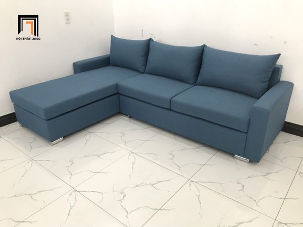sofa l, sofa góc chữ l, bộ ghế sofa góc 2m2 x 1m6 màu xanh dương, sofa góc phòng khách giá rẻ