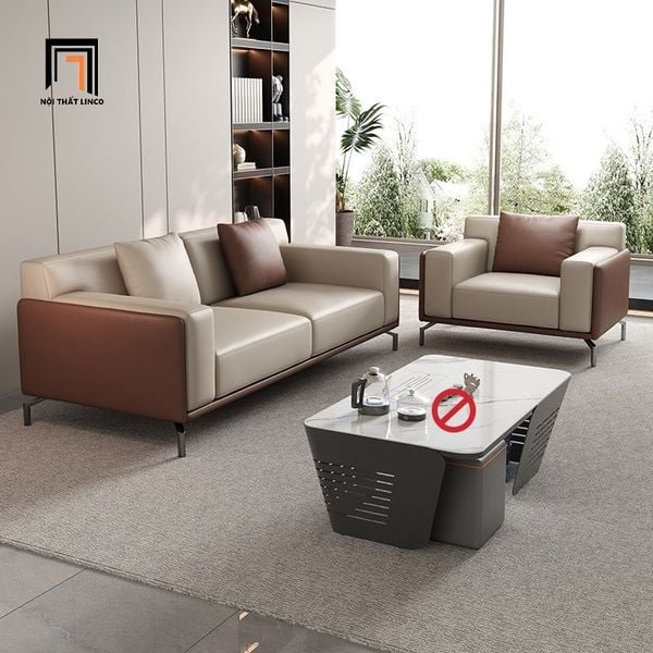 bộ ghế sofa phòng khách da giả, set ghế sofa hiện đại