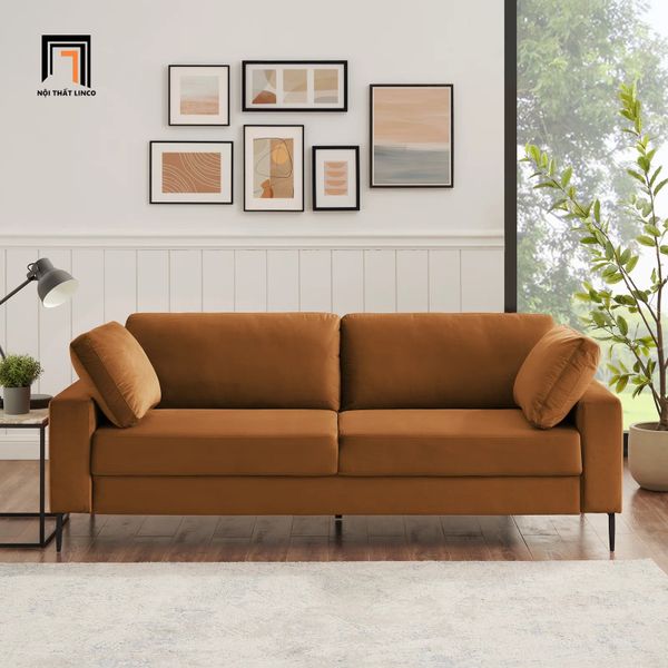 sofa băng, sofa văng, ghế sofa băng dài 1m9, sofa băng màu cam đất, sofa băng cho gia đình giá rẻ, sofa vải nhung