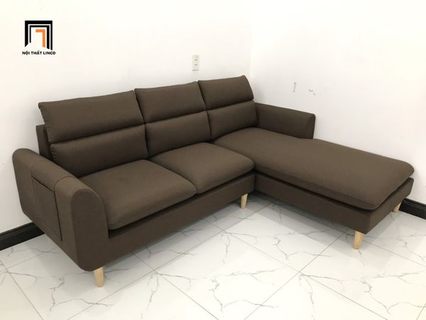 ghế sofa góc chữ l 2m2 x 1m6 màu nâu đậm, sofa góc phòng khách gia đình hiện đại giá rẻ