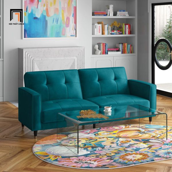 sofa băng đa năng, sofa giường, sofa bed, sofa giường 1m8, sofa giường màu xanh lá vải nhung, sofa giường giá rẻ