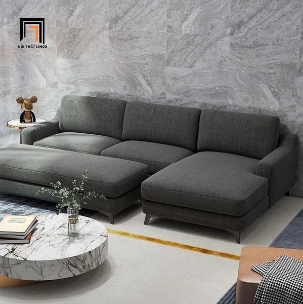 ghế sofa góc L vải nỉ xám đen, sofa góc gia đình 2m3 x 1m6 giá rẻ