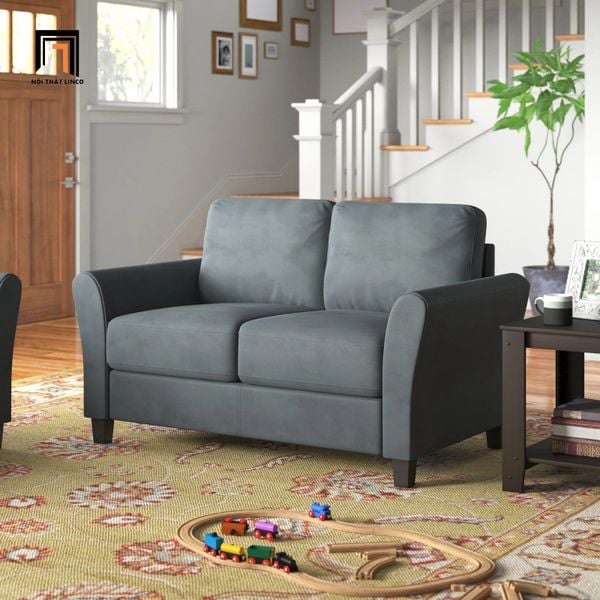 sofa băng, sofa văng, sofa băng dài 1m3, sofa băng màu xám đen vải nhung, sofa băng nhỏ gọn, sofa băng xám đen