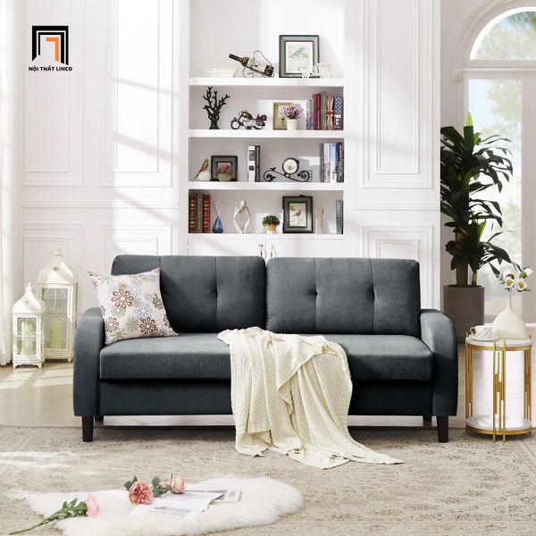 sofa băng, sofa văng, sofa băng nhỏ gọn 1m5, ghế sofa băng vải nỉ xám đen, sofa băng giá rẻ cho phòng nhỏ