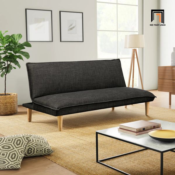 ghế sofa giường dài 1m7 nhỏ gọn, sofa giường bọc vải màu nâu đậm giá rẻ