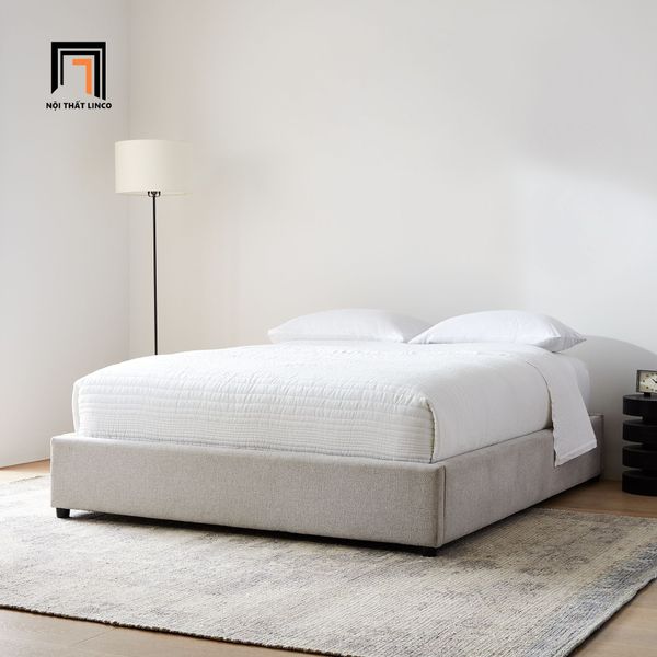 Giường ngủ divan giá rẻ, giường ngủ vải xám trắng, giường 1m6 x 2m cho khách sạn, giường ngủ nhỏ