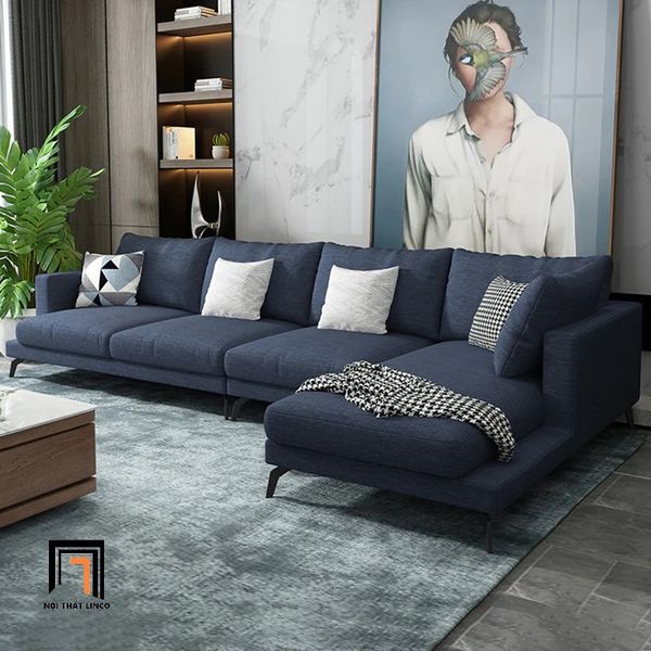 ghế sofa góc l phòng khách gia đình, sofa góc 3m x 1m6 vải nỉ xám lông chuột, sofa góc lớn