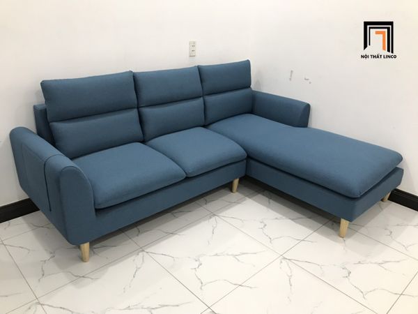 sofa góc chữ l màu xanh dương, bộ ghế sofa l 2m2 x 1m6 cho phòng khách gia đình, sofa góc l giá rẻ