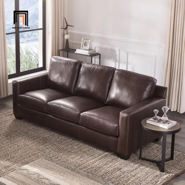 sofa, ghế sofa, sofa băng, sofa văng, ghế sofa da công nghiệp, sofa băng nâu đậm, sofa băng sang trọng