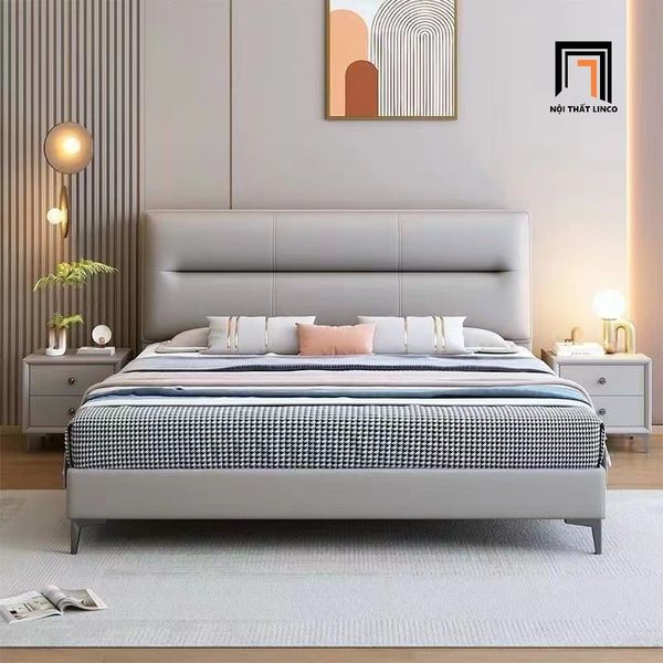 giường, giường ngủ, giường ngủ da công nghiệp, giường ngủ bọc da, giường ngủ 1m6 x 2m