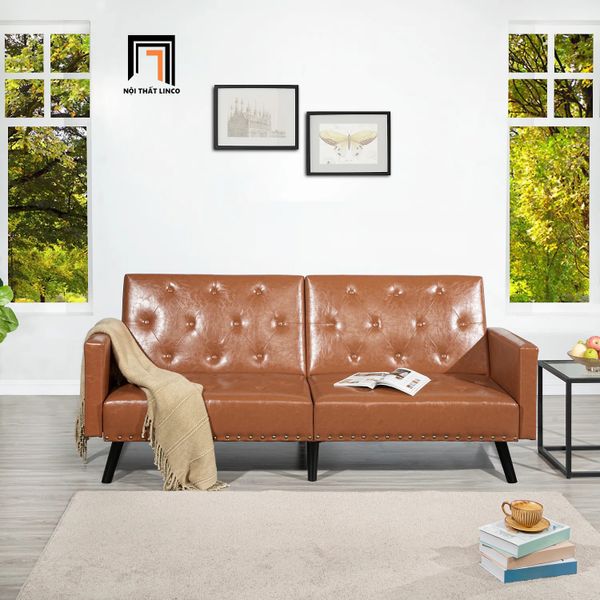 ghế sofa giường bọc da, sofa bed dài 1m9 cho văn phòng làm việc