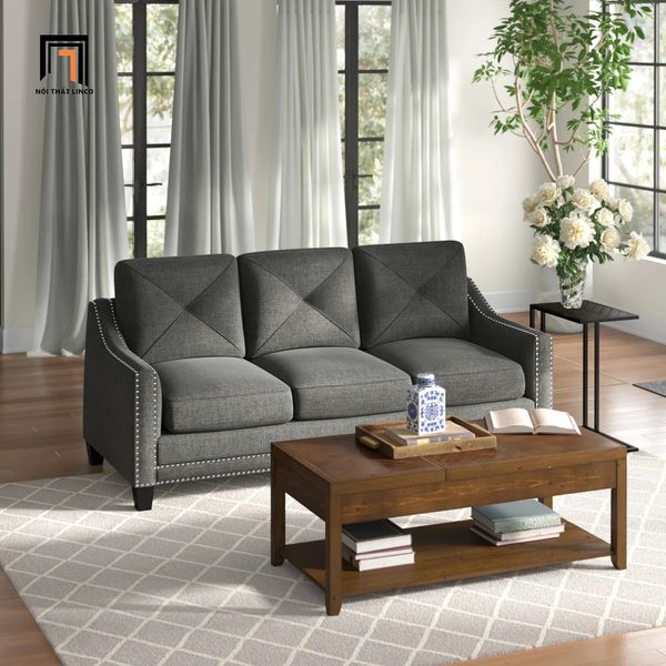 sofa băng, sofa văng, sofa băng 3 chỗ ngồi, sofa băng 3 nệm ngồi, sofa băng màu xám đen, sofa băng dài 2m