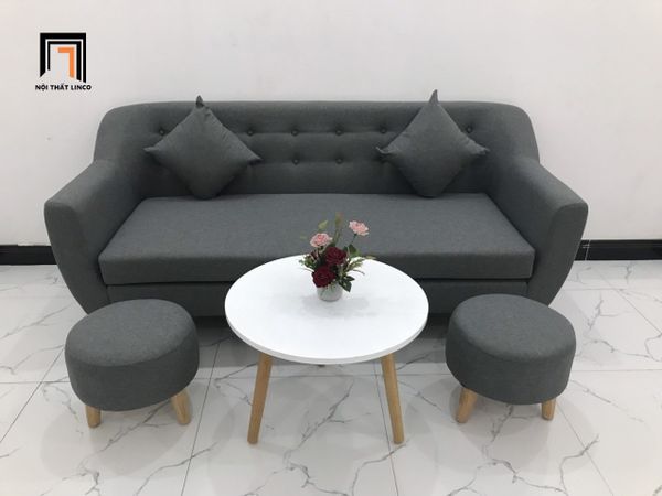 bộ ghế sofa văng dài, sofa băng màu xám lông chuột, bộ ghế sofa băng giá rẻ cho phòng nhỏ