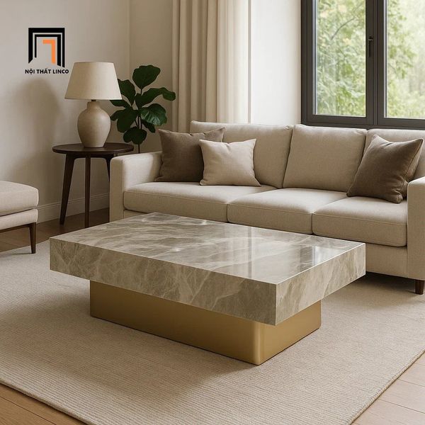 bàn trà phòng khách diện tích lớn mặt đá, bàn sofa 1m2 x 60 sang trọng