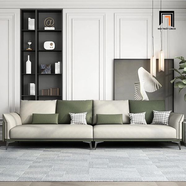 ghế sofa văng dài 2m2 phối màu da giả, sofa băng dài cho chung cư sang trọng, sofa băng phòng khách gia đình