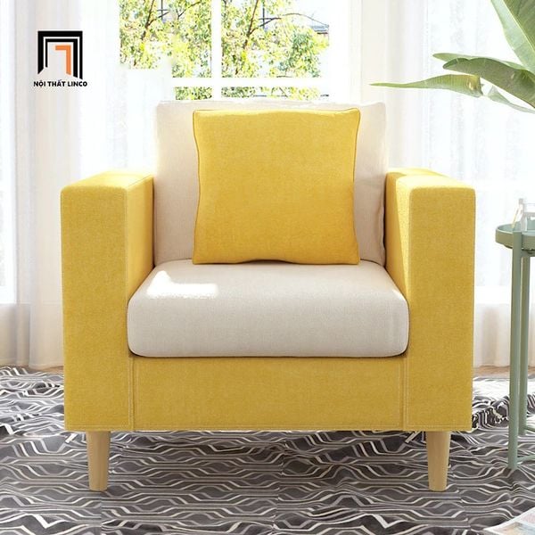 Ghế sofa đơn vải nỉ xinh xắn, sofa đơn 1 nệm ngồi, ghế sofa đơn phối 2 màu, sofa đơn phòng khách giá rẻ