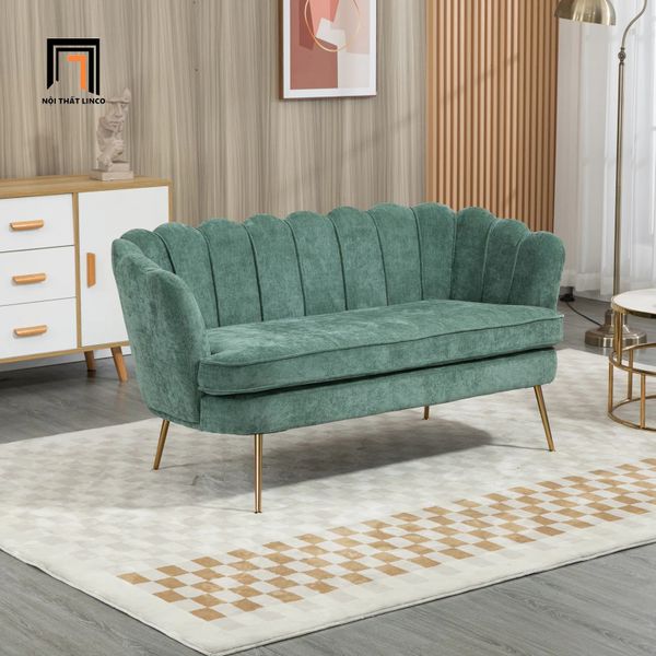 sofa băng, sofa văng, ghế sofa băng cong, sofa băng dài 1m8 cho các shop tiệm, sofa băng vải nỉ màu xanh lá