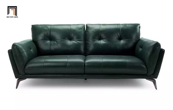 ghế sofa băng dài 2m da giả màu xanh lá, sofa văng dài kiểu dáng hiện đại, sofa băng da công nghiệp