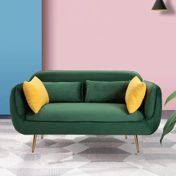 sofa băng, sofa văng, ghế sofa nhỏ dài 1m4, sofa băng vải nhung màu xanh lá, sofa băng mini, ghế sofa băng xinh xắn