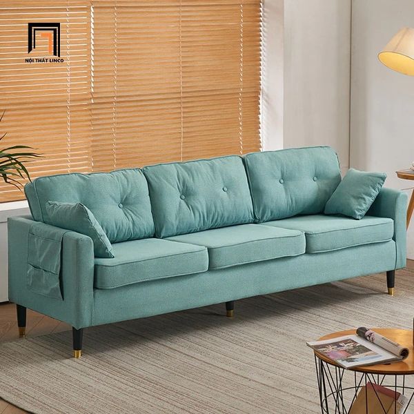 ghế sofa băng vải nỉ xám lông chuột 2m2, sofa văng 3 nệm ngồi giá rẻ, sofa băng gia đình xinh xắn