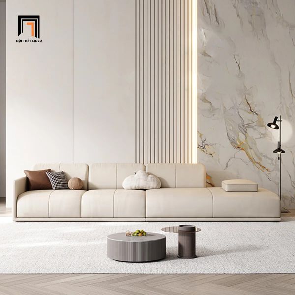 sofa, ghế sofa, sofa văng hiện đại, sofa da trắng kem, ghế sofa 2m6 cao cấp, sofa phòng khách chung cư