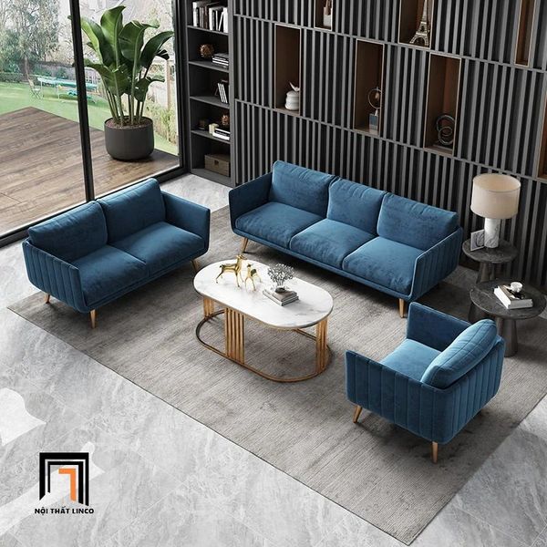 ghế sofa băng vải nhung nỉ hiện đại, sofa văng phòng khách gia đình 3 nệm ngồi dài 2m