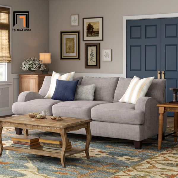 sofa băng, sofa văng, ghế sofa băng 2m2, sofa băng phong cách châu Âu, sofa băng xám trắng sang trọng