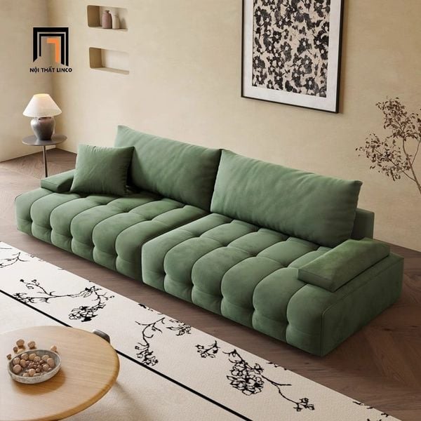 sofa băng, sofa văng, ghế sofa cao cấp, sofa vải nhung giật lún nổi bật, sofa văng 2m4 sang trọng