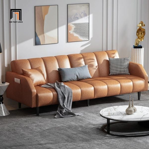 ghế sofa giường nằm bọc da sang trọng, sofa giường dài 2m cho văn phòng làm việc