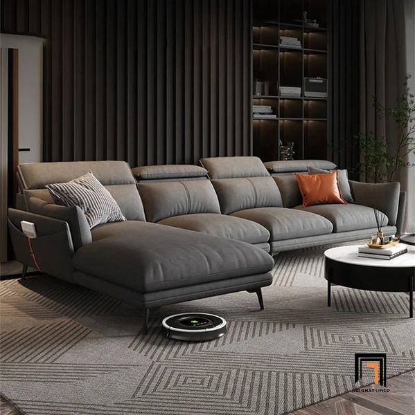 bộ ghế sofa phòng khách sang trọng, set ghế sofa vải nhung kem