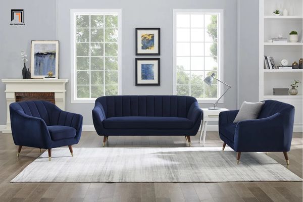 bộ ghế sofa phòng khách vải nhung xanh đậm, set ghế sofa phòng khách giá rẻ