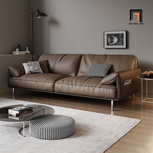 bộ ghế sofa phòng khách cao cấp, set ghế sofa da công nghiệp sang trọng