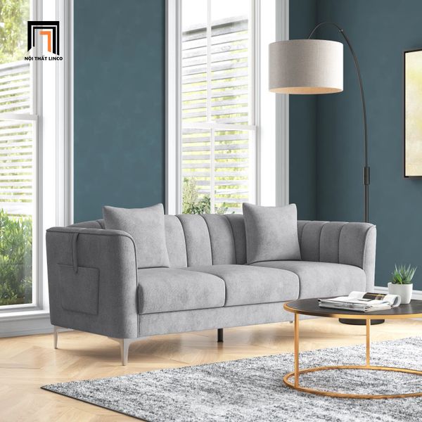 sofa băng, sofa văng, sofa băng dài 2m, sofa băng vải nhung nỉ, sofa băng hiện đại, sofa băng màu xám cho chung cư