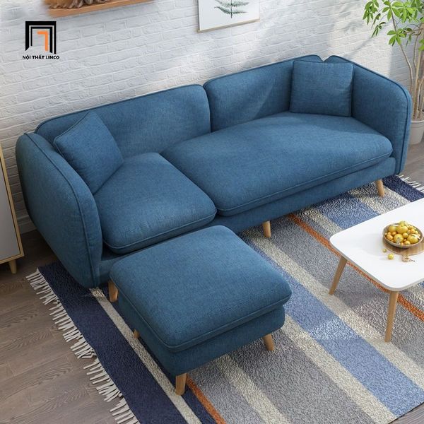 sofa băng, bộ ghế sofa băng, bộ ghế sofa phòng khách, bộ ghế sofa dài 2m1, sofa màu xanh dương vải bố giá rẻ