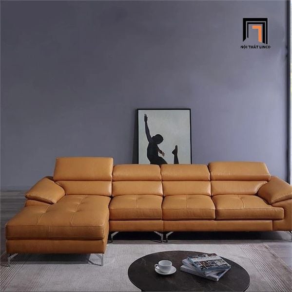 bộ ghế sofa góc L da công nghiệp 2m5 x 1m6, sofa góc kê đầu gật gù thư giãn