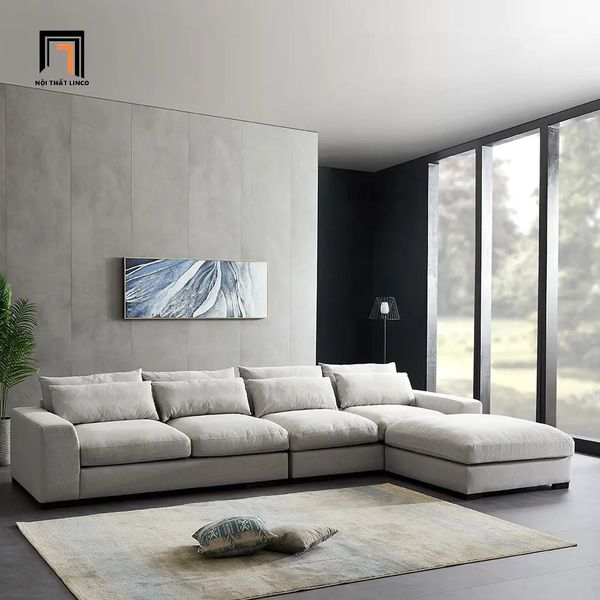 sofa góc đa năng thư giãn, bộ ghế sofa góc l 2m8 x 1m6 màu xám trắng vải nỉ, sofa góc gia đình giá rẻ