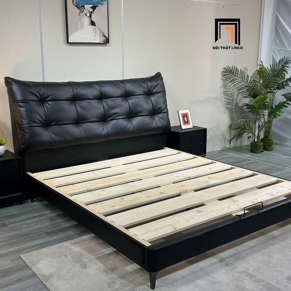 giường ngủ bọc da Pu màu nâu, giường ngủ 1m6 x 2m giá rẻ, giường ngủ, giường