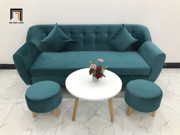 bộ ghế sofa băng dài 1m9 màu xanh lá, ghế sofa văng vải nhung sang trọng, bộ ghế sofa giá rẻ