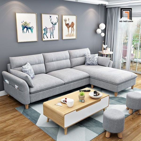 sofa l, sofa góc l, bộ ghế sofa góc chữ l, sofa góc 2m4 x 1m6, sofa góc màu xám trắng, sofa góc gia đình giá rẻ đẹp