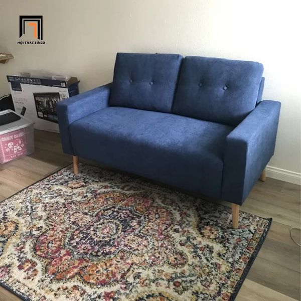sofa băng, sofa văng, sofa băng nhỏ gọn, sofa băng dài 1m4, ghế sofa giá rẻ, sofa băng màu xanh dương nỉ
