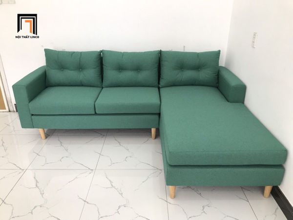 sofa góc l, ghế sofa góc 2m2 x 1m6 màu xanh ngọc, sofa góc phòng khách nhỏ gọn, sofa góc l giá rẻ