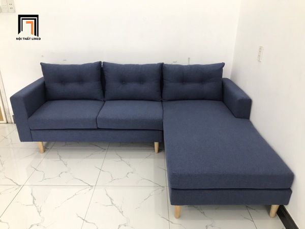 bộ ghế sofa góc L màu xanh đậm, sofa góc nhỏ 2m2 x 1m6 giá rẻ, sofa góc phòng khách gia đình