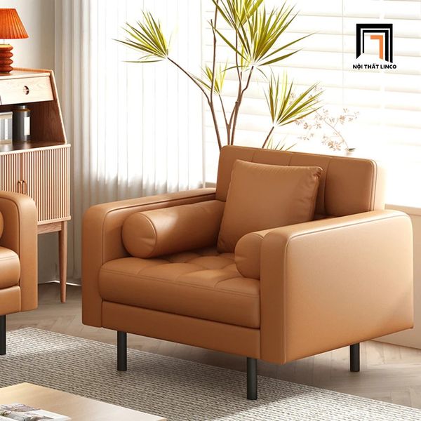 sofa văn phòng, bộ ghế sofa phòng khách gia đình, sofa phòng khách bọc da Pu màu da bò sang trọng